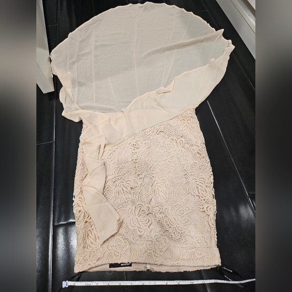 Love culture lace ruffle beige maxi high low skirt crop top strap small - Picture 1 of 6
